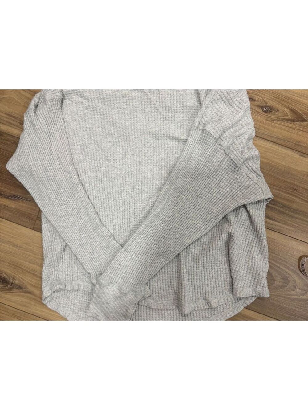 Offline by Aerie Women’s Gray Waffle Knit Oversized Pullover Sweatshirt Large